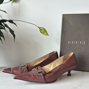 Gucci Women's Light Prune Leather Kitten Heels